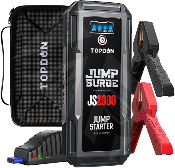 Topdon 2000A Peak Battery Jump Starter For Up To 8L Gas/6L Diesel Engines Vehicle Starters