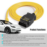 Ethernet to OBD2 Cable with Voltage Display - VOE, Enet cable for BMW, Supra, Volvo, Polestar