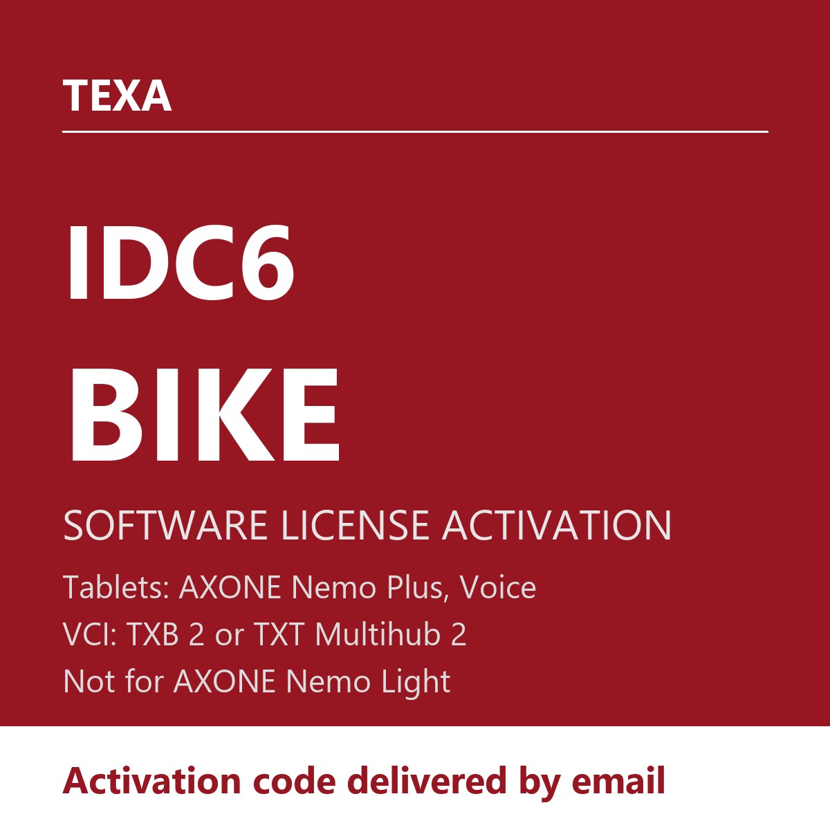 TEXA IDC6 BIKE PREMIUM Software License - Activation for AXONE Nemo Plus / Voice