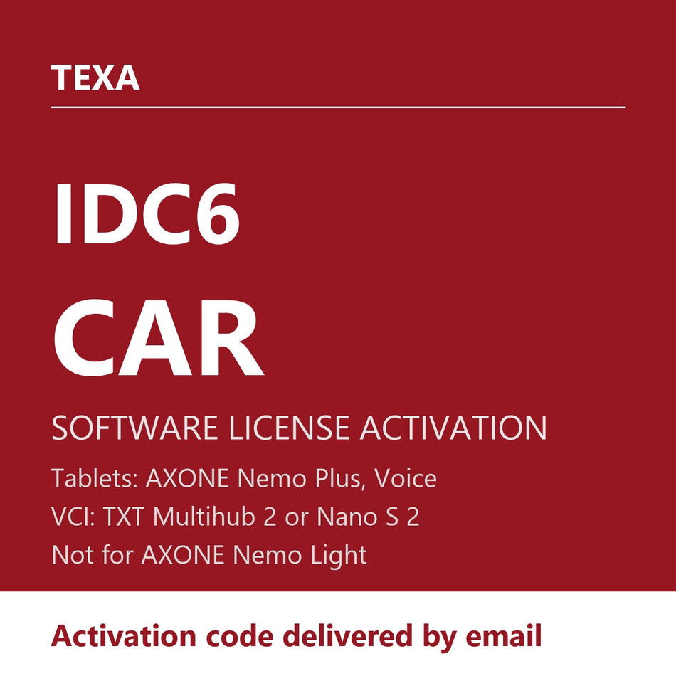 TEXA IDC6 CAR PREMIUM Software License - Activation for AXONE Nemo Plus / Voice