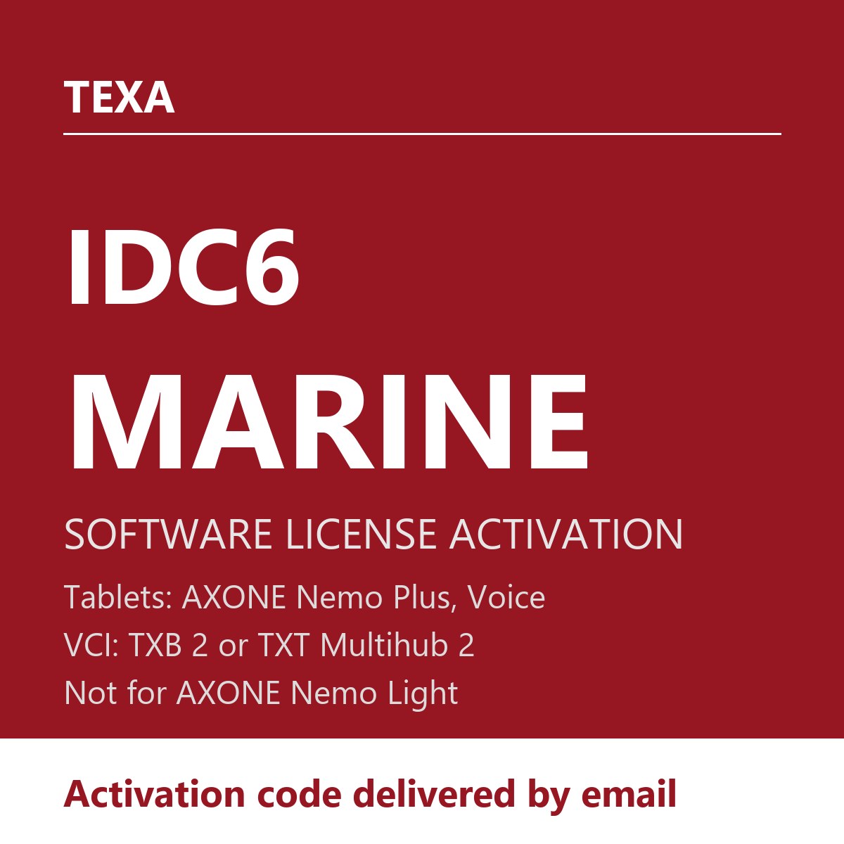 TEXA IDC6 MARINE PREMIUM Software License - Activation for AXONE Nemo Plus / Voice
