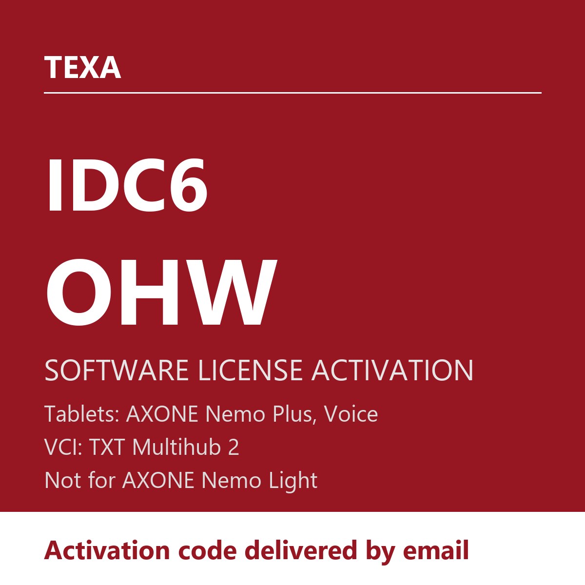 TEXA IDC6 OHW PREMIUM Software License - Activation for AXONE Nemo Plus / Voice