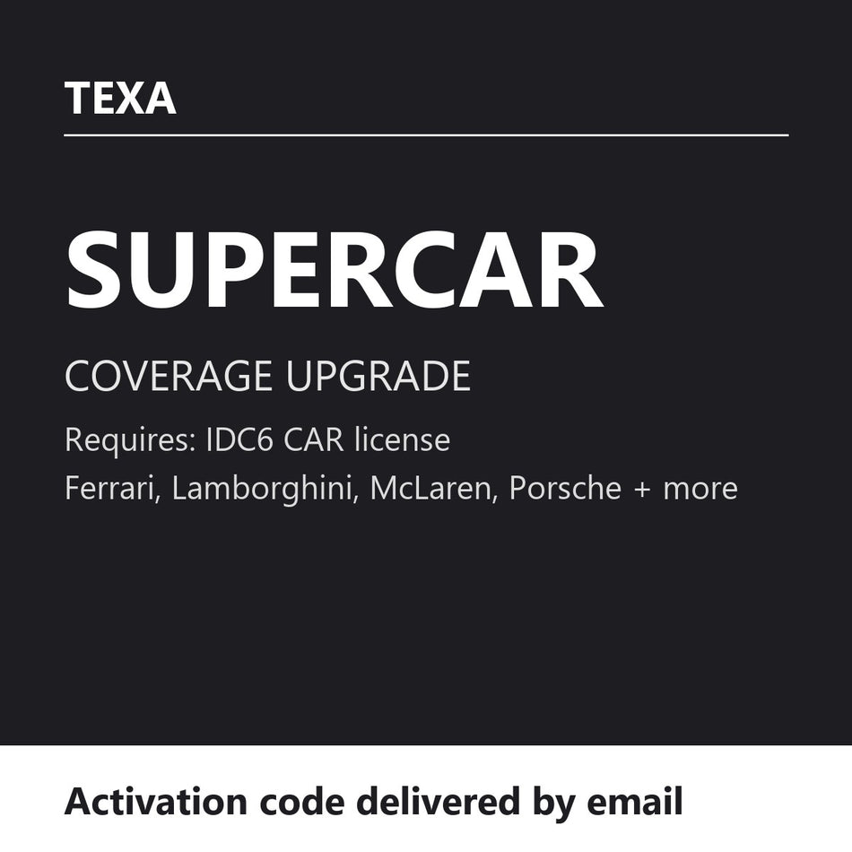 TEXA SUPERCAR Coverage Upgrade - Add-On for IDC6 CAR License
