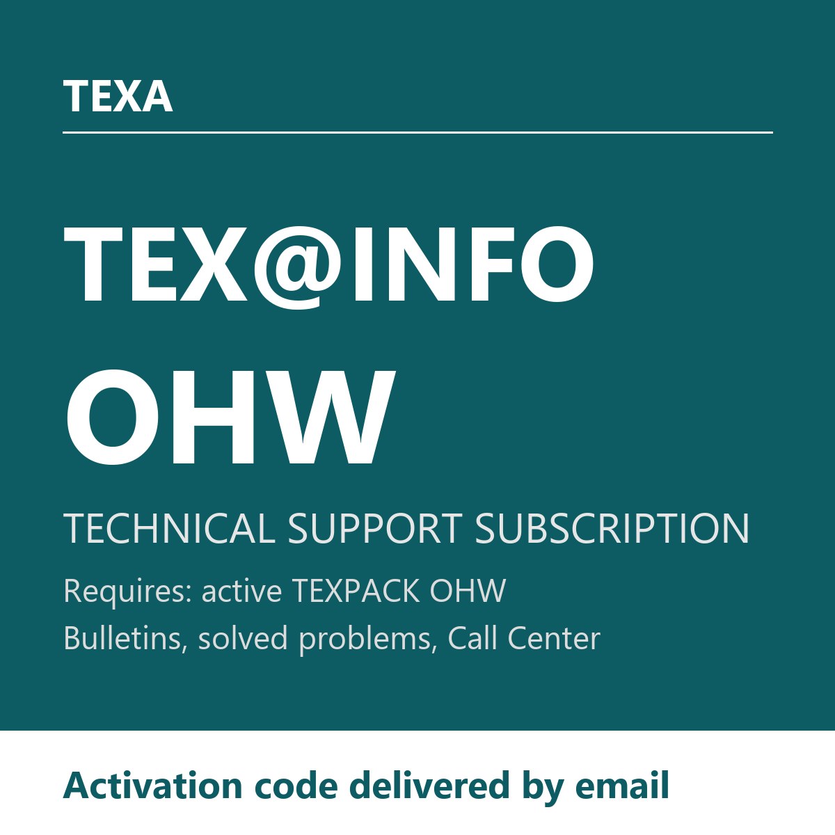 TEXA TEX@INFO OHW - 1-Year Technical Support Subscription (Requires Active TEXPACK OHW)