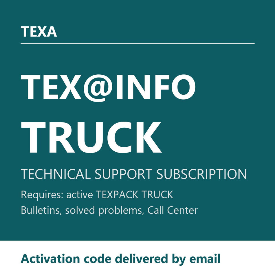 TEXA TEX@INFO TRUCK - 1-Year Technical Support Subscription (Requires Active TEXPACK TRUCK)