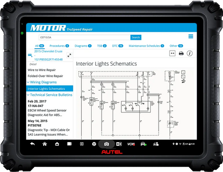 Virtual MOTOR TruSpeed Repair running on Autel tablet