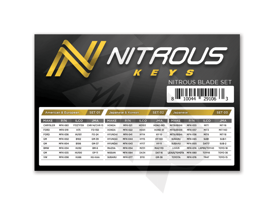 Nitrous Keys - Mfk Complete Blade Set 240 Blades (24 Types)